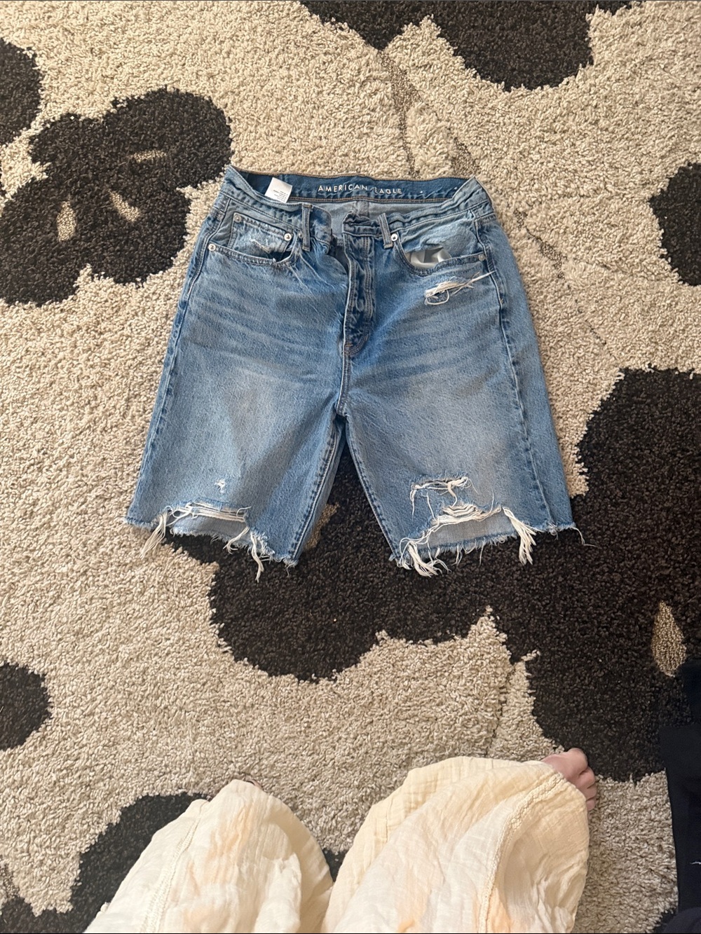 American Eagle Outfitters Light Blue Ripped Denim Jean Shorts